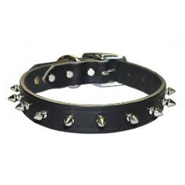Omni Pet Omni Pet 445-10851 Omni Pet No.100LK-BK22 Leather Spiked 1-Ply Latigo Collar 1inx 22in Color Black - 445-10851