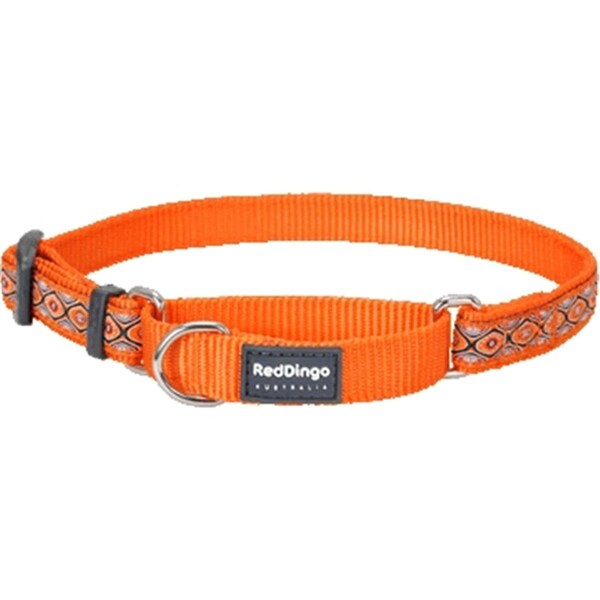 Red Dingo Martingale Dog Collar Design Snake Eyes Orange- Extra Small - MC-SE-OR-12