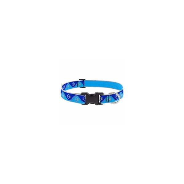 Lupine Adjustable Medium Dog Collar, Reflective Blue Paws Pattern, 1 x 16 - 28-In. - 48453