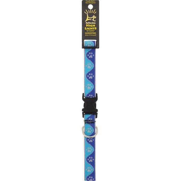 Lupine Adjustable Medium Dog Collar, Reflective Blue Paws Pattern, 1 x 16 - 28-In. - 48453