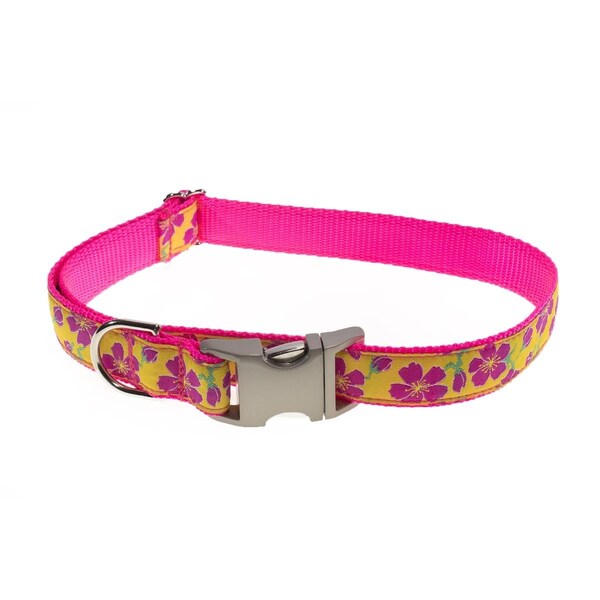 Sassy Dog Wear Passion Flowers Pink Dog Collar Small - PASSION FLOWER PINK2-C