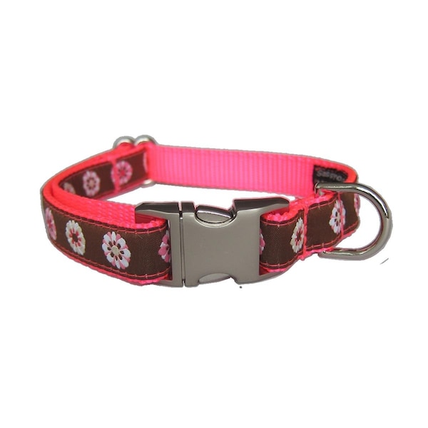 Sassy Dog Wear Wild Flowers Pink Dog Collar Adjusts 13-20 in. Medium - WILD FLOWER PINK3-C