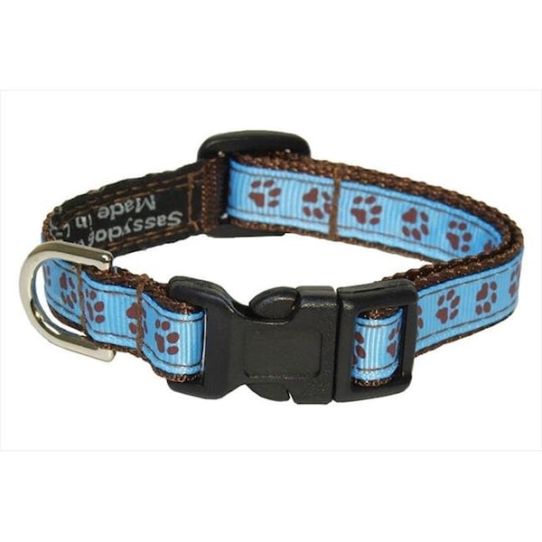 Fly Free Zone PUPPY PAWS-BLUE-CHOC.1-C Puppy Paws Dog Collar; Blue & Brown - Extra Small - FL17674