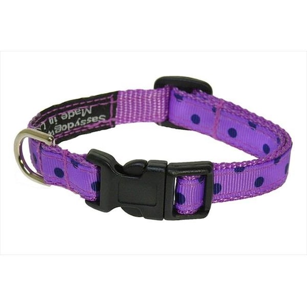 Sassy Dog Wear Sassy Dog Wear POLKA DOT-ORCHID-NAVY1-C Polka Dot Dog Collar; Orchid & Navy - Extra Small - POLKA DOT-ORCHID/NAVY1-C