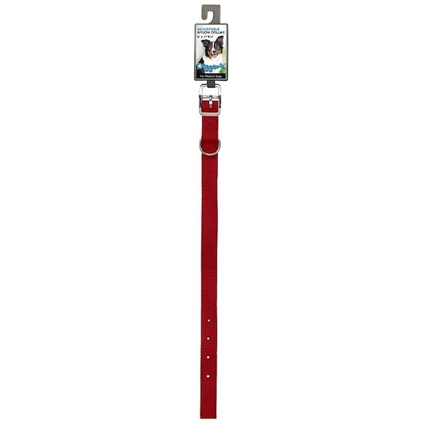 Boss Pet PDQ Dog Collar, 16 in L Collar, 34 in W Collar, Nylon, Red - 2971601