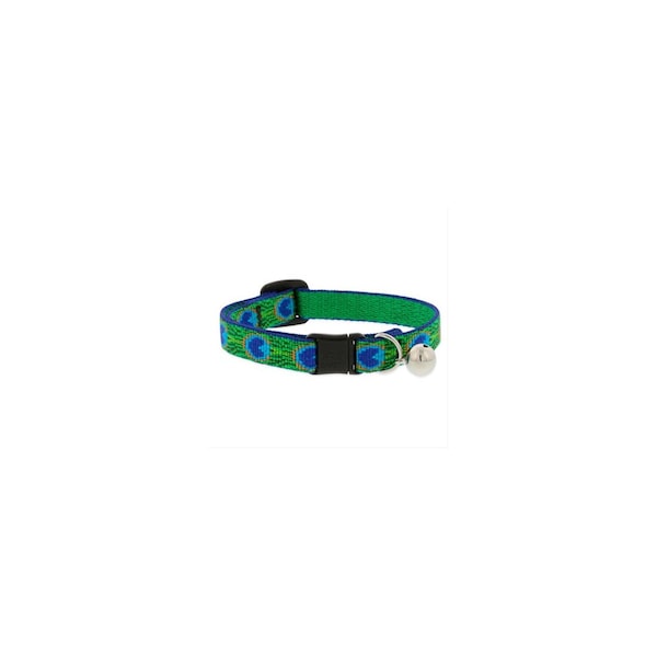 Lupine Adjustable Cat Collar With Bell, Breakaway Buckle, Tail Feathers Pattern, 1/2 x 8 - 12-In. - 32627
