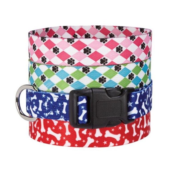 Casual Canine Casual Canine ZA1547 10 84 CC Pooch Patterns Collar 10-16 In Blue Argyle - ZA1547 10 84