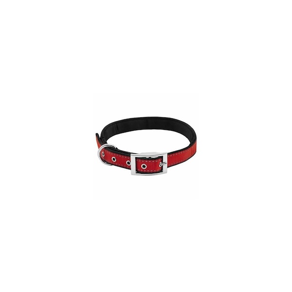 Pet Expert Dog Collar, Padded, Red/Black Reflective, 1 x 26-In. - PE224077