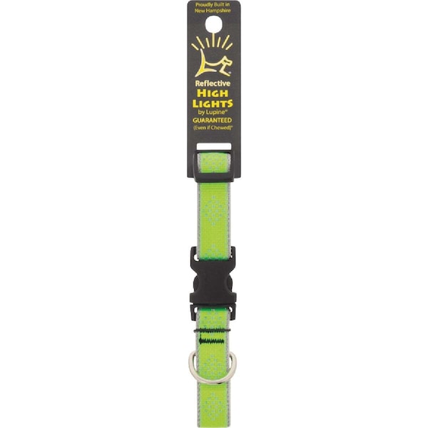 Lupine Adjustable Small Dog Collar, Reflective Green Diamond Pattern, 3/4 x 9 - 14-In. - 48101