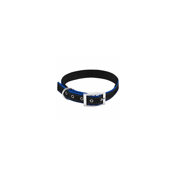 Pet Expert Dog Collar, Padded, Blue/Black Reflective, 3/4 x 20-In. - PE224300