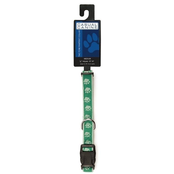 Casual Canine Dog Collar, 14 to 20 in L Collar, 5/8 in W Collar, Nylon, Green - ZA8871 14 43