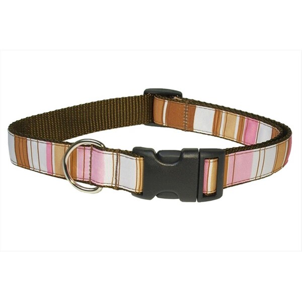 Sassy Dog Wear STRIPE-BROWN-MULTI4-C Stripe Dog Collar- Brown - Large - STRIPE-BROWN/MULTI4-C