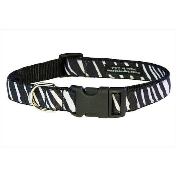 Sassy Dog Wear Sassy Dog Wear ZEBRA-WHITE-BLK.4-C Zebra Dog Collar; Black & White - Large - ZEBRA-WHITE/BLK.4-C