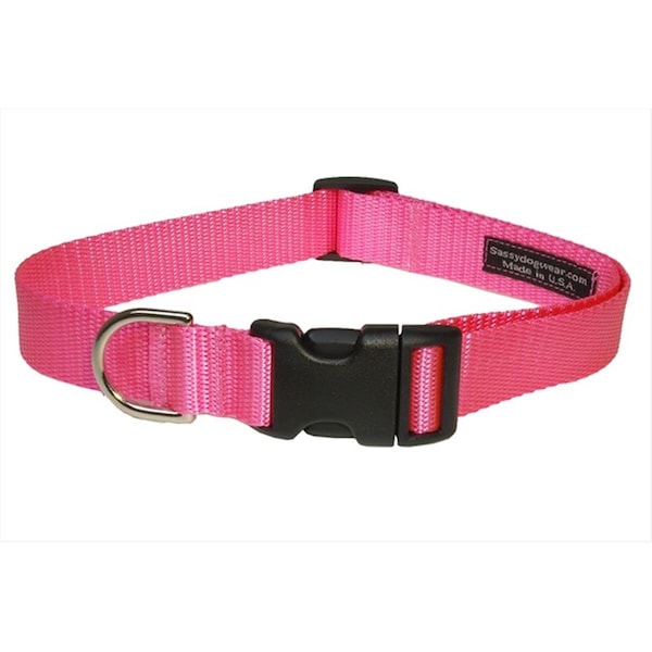 Sassy Dog Wear Nylon Webbing Dog Collar- Pink - Large - SOLID PINK LG-C