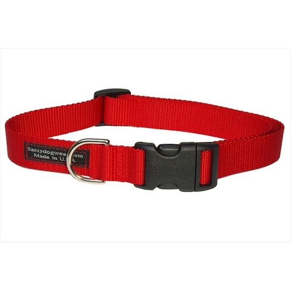 Sassy Dog Wear Sassy Dog Wear SOLID RED LG-C Nylon Webbing Dog Collar; Red - Large - SOLID RED LG-C