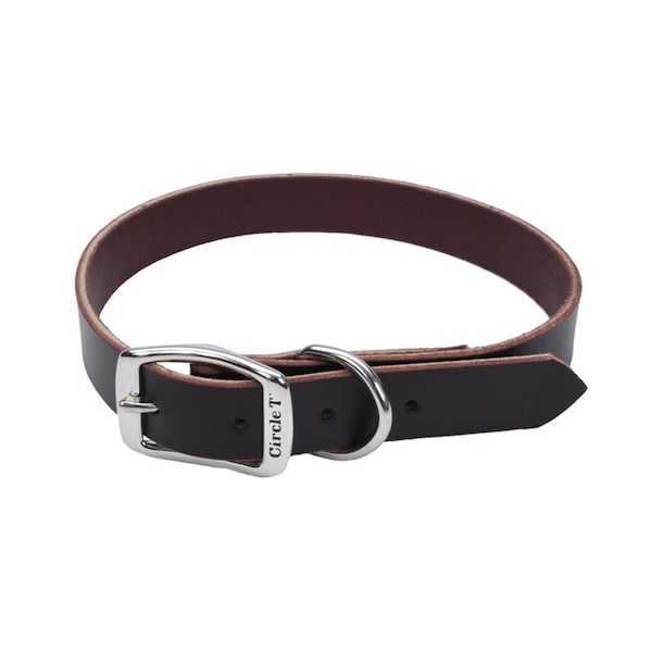 Coastal Pet Circle T Latigo Leather Town Dog Collar Flat 3/4" 18" - 3798-18