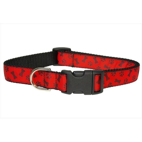 Fly Free Zone PAWS-BONES-POPPY3-C Paws & Bones-Poppy Dog Collar; Red - Medium - FL17657