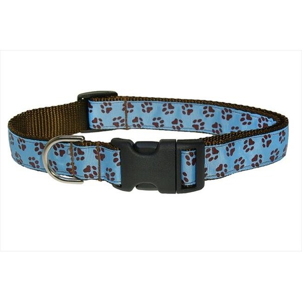Fly Free Zone PUPPY PAWS-BLUE-CHOC.4-C Puppy Paws Dog Collar; Blue & Brown - Large - FL124416
