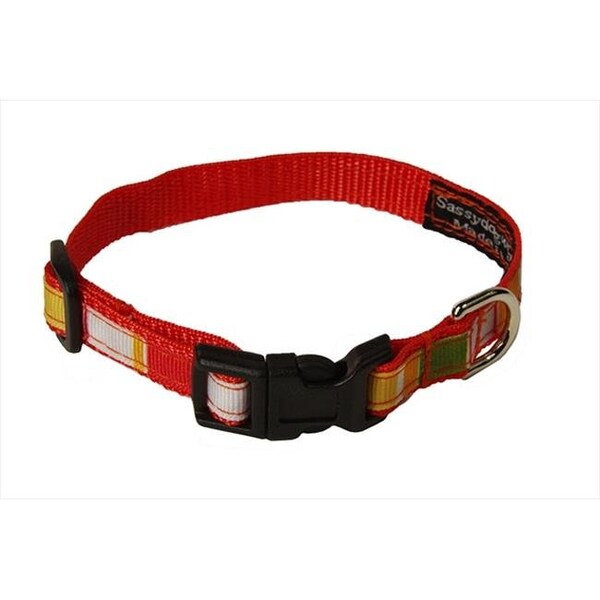 Sassy Dog Wear Sassy Dog Wear STRIPE-ORANGE-MULTI1-C Multi Stripe Dog Collar; Orange - Extra Small - STRIPE-ORANGE/MULTI1-C