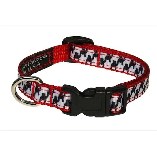 Sassy Dog Wear Sassy Dog Wear HERRINGBONE-WHITE-BLK.1-C Houndstooth Dog Collar; Black & White - Extra Small - HERRINGBONE-WHITE/BLK.1-C
