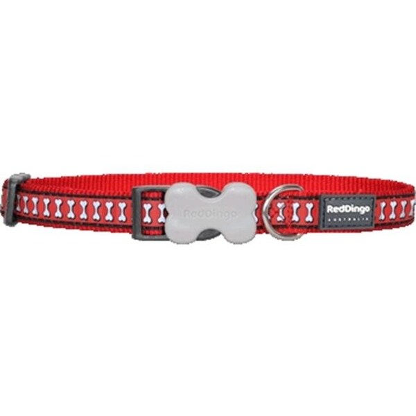 Red Dingo Red Dingo DC-RB-RE-ME Dog Collar Reflective Red; Medium - DC-RB-RE-ME