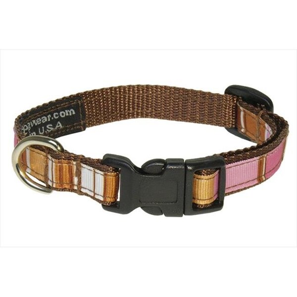 Sassy Dog Wear Sassy Dog Wear STRIPE-BROWN-MULTI1-C Stripe Dog Collar; Brown - Extra Small - STRIPE-BROWN/MULTI1-C