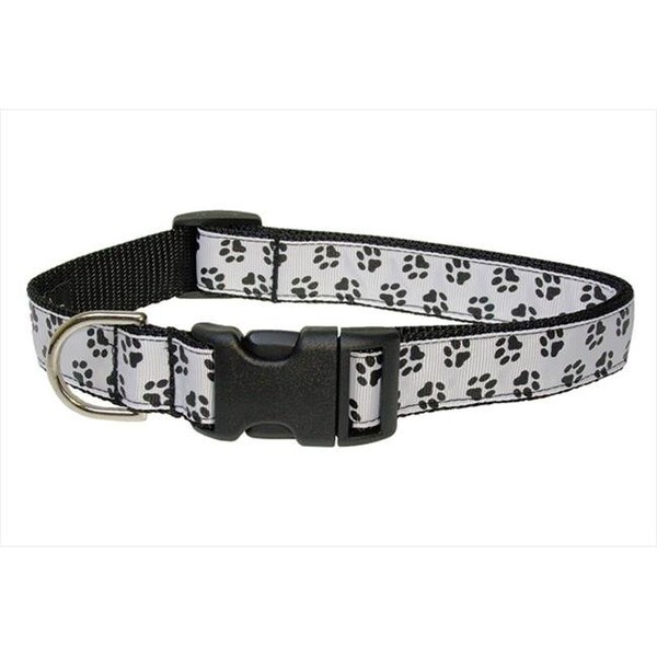 Sassy Dog Wear Sassy Dog Wear PUPPY PAWS-BLACK-WHT4-C Puppy Paws Dog Collar; Black & White - Large - PUPPY PAWS-BLACK/WHT4-C
