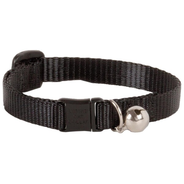 Beloved 50in. X 8in.-12in. Adjustable Black Safety Cat Collar With Bell - BE81746
