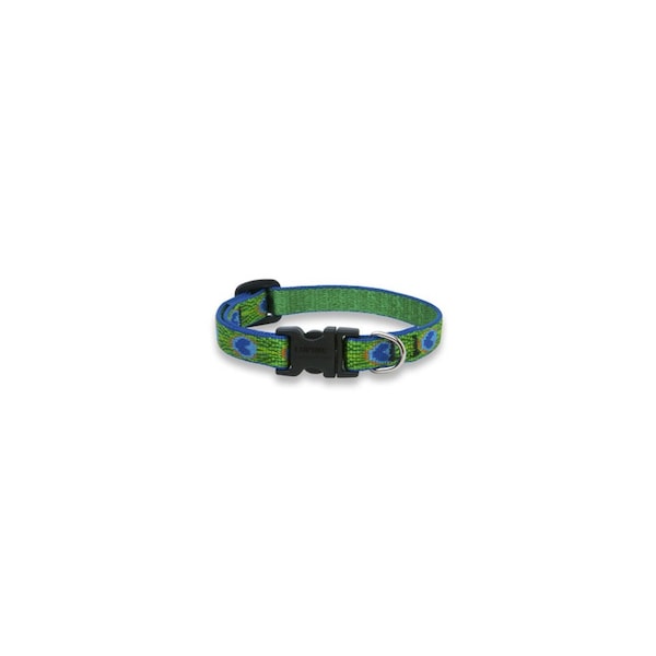 Lupine Dog Collar, Adjustable, Tail Feather, 3/4 x 9 to 14-In. Green Multi - 32601