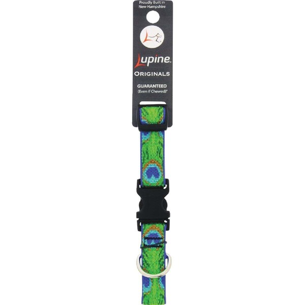 Lupine Dog Collar, Adjustable, Tail Feather, 3/4 x 9 to 14-In. Green Multi - 32601