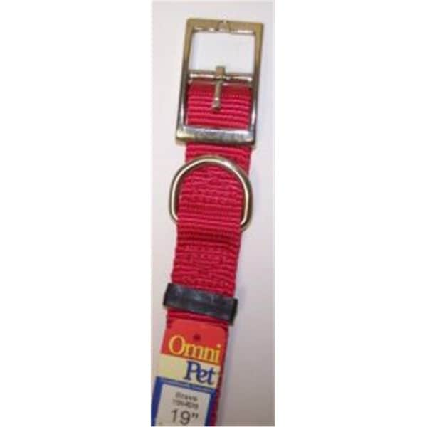Omni Pet No115N RD19 Nylon Collar Double Ply 1inx19in Color Red - 44511559