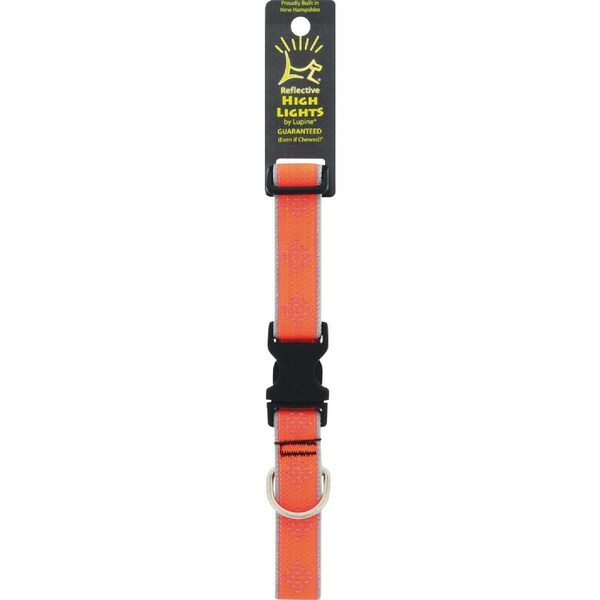 Lupine Adjustable Medium Dog Collar, Reflective Orange Diamond Pattern, 1 x 12 - 20-In. - 48352