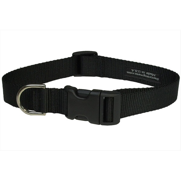 Sassy Dog Wear Nylon Webbing Dog Collar, Black - Medium - SA455482