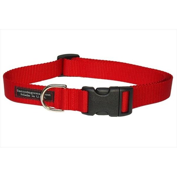 Sassy Dog Wear Sassy Dog Wear SOLID RED SM-C Nylon Webbing Dog Collar; Red - Small - SOLID RED SM-C