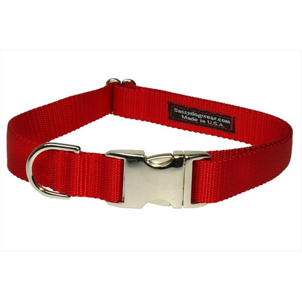 Sassy Dog Wear Nylon & Aluminum Buckles Dog Collar, Red - Medium - SA455502