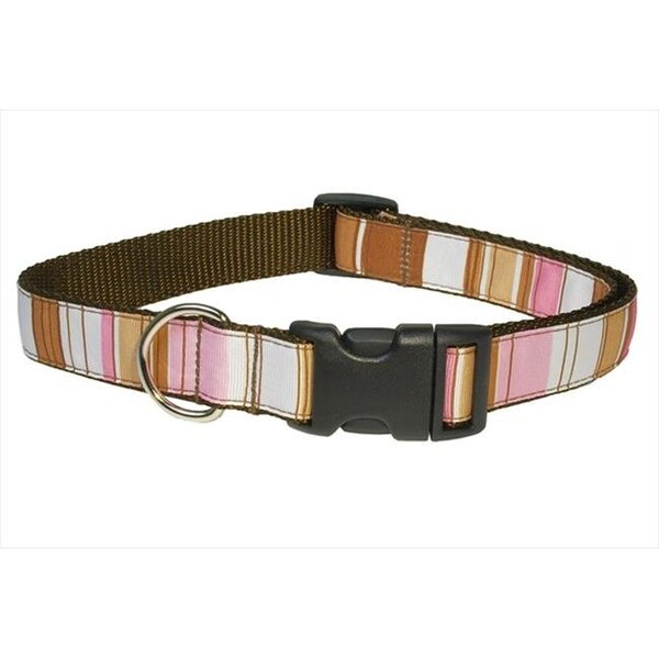 Fly Free Zone STRIPE-BROWN-MULTI4-C Stripe Dog Collar; Brown - Large - FL504100