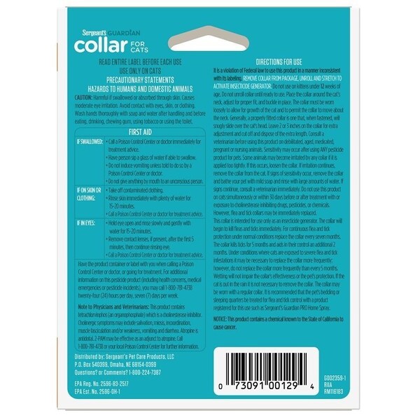 Sergeants Guardian Pro Flea and Tick Collar, >12 weeks Breed, Lasts up to: 7 months - 129