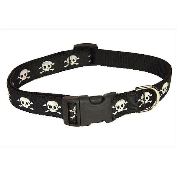 Sassy Dog Wear Sassy Dog Wear REFLECTIVE SKULL-BLACK3-C Reflective Skull Dog Collar; Black - Medium - REFLECTIVE SKULL-BLACK3-C