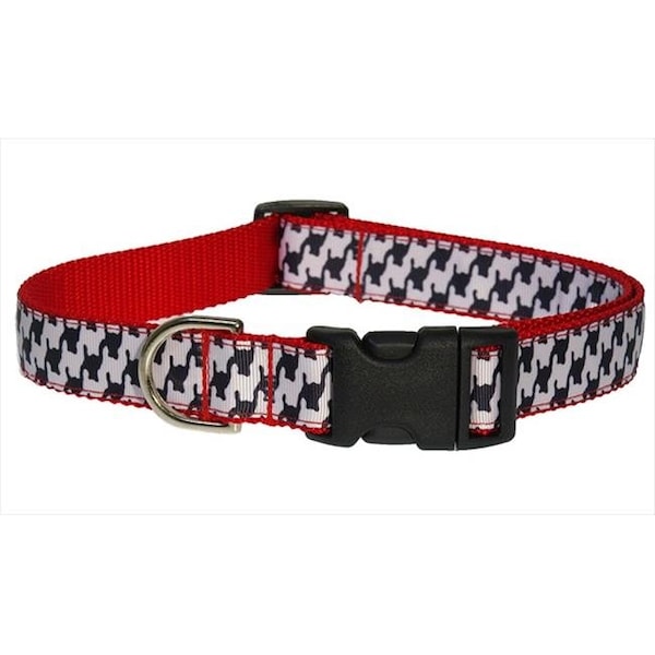 Sassy Dog Wear Sassy Dog Wear HERRINGBONE-WHITE-BLK.3-C Houndstooth Dog Collar; Black & White - Medium - HERRINGBONE-WHITE/BLK.3-C