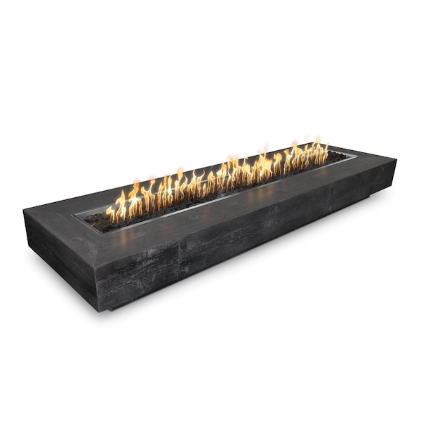 The Outdoor Plus 120 Rectangular Coronado Fire Pit, Wood Grain GFRC Concrete, Spark Ignition w/Flame Sense, Nat. Gas - OPT-COR120FSEN-EBN-NG