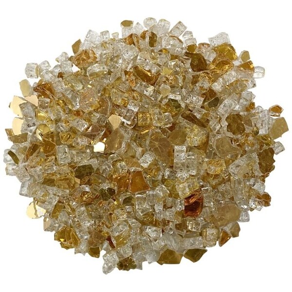 American Fire Glass 1/2 in Gold Reflective Fire Glass, 10 Lb Bag - AFF-GDRF12-10