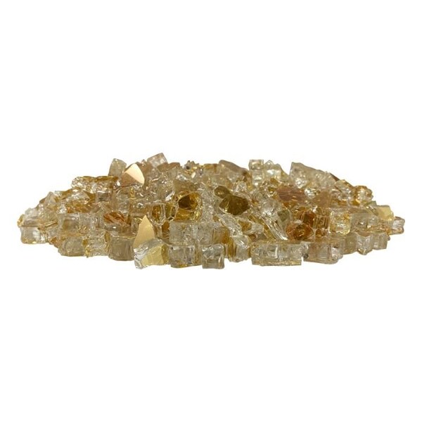 American Fire Glass 1/2 in Gold Reflective Fire Glass, 10 Lb Bag - AFF-GDRF12-10