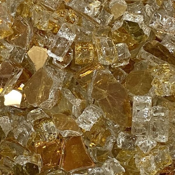American Fire Glass 1/2 in Gold Reflective Fire Glass, 10 Lb Bag - AFF-GDRF12-10