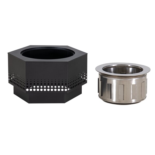 Sunjoy 28 in Smokeless Fire Pit with Ash Pan and Poker, Portable Wood Burning Fireplace, Black - A301060200