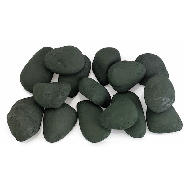 American Fire Glass Matte Black Lite Stones Set - 15 Stone Set - AFG-LSTONE-MB-15