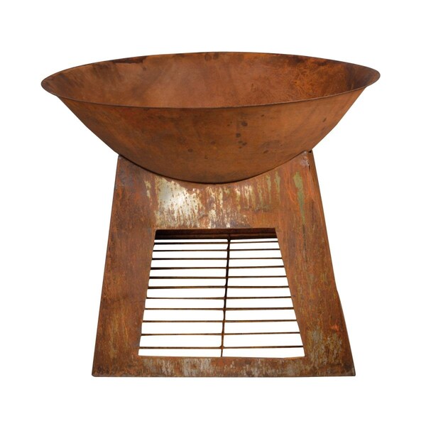 Gardencontrol Fire Bowl with Wood Storage, Rust Metal - Small - GA2659145