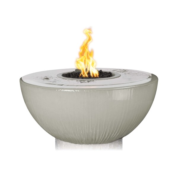 The Outdoor Plus 38 Round Sedona Fire & Water Bowl, GFRC Concrete, Ash, Low Voltage Electronic Ignition, Liquid Propane - OPT-38FW360E12V-ASH-LP