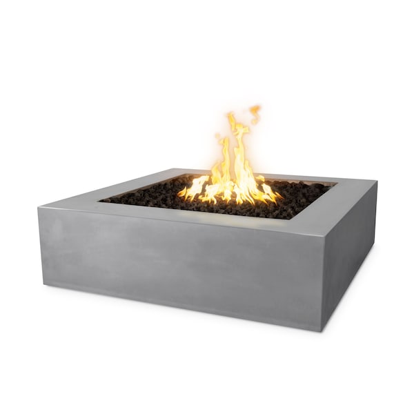 The Outdoor Plus 36 Square Quad Fire Pit, GFRC Concrete, Natural Gray, Low Voltage Electronic Ignition, Natural Gas - OPT-QD36EKIT-NGY-NG