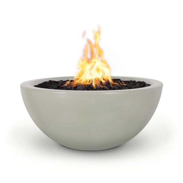 The Outdoor Plus 30 Round Luna Fire Bowl - GFRC Concrete - Ash - Match Lit - Liquid Propane - OPT-LUNFO30-ASH-LP
