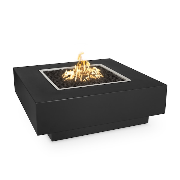 The Outdoor Plus 48 Square Cabo Fire Pit - Powder Coated Metal - Black - Match Lit - Natural Gas - OPT-CBSQ48PC-BLK-NG